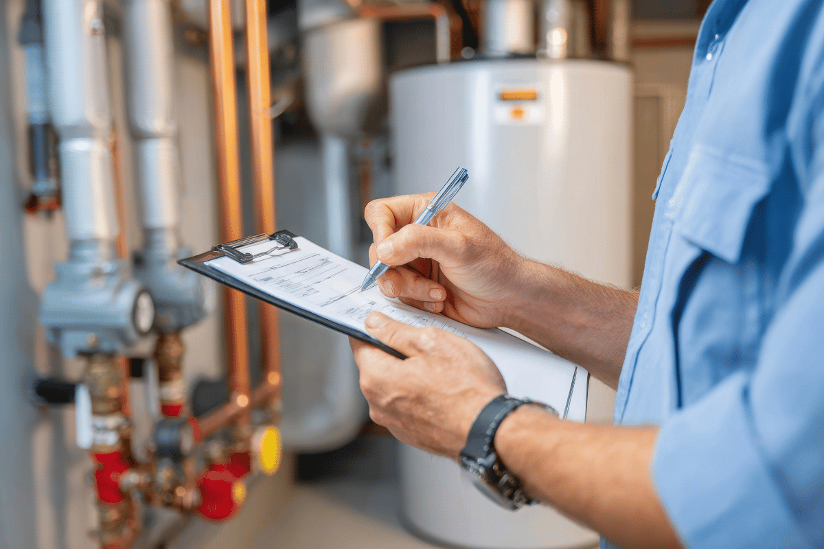 An HVAC professional performing a check