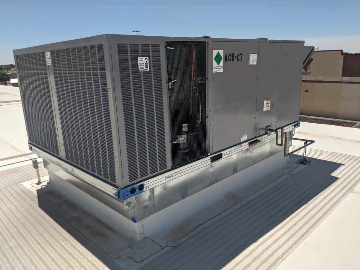 Completed Carrier WeatherMaster rooftop replacement installed by Barrett Airworks